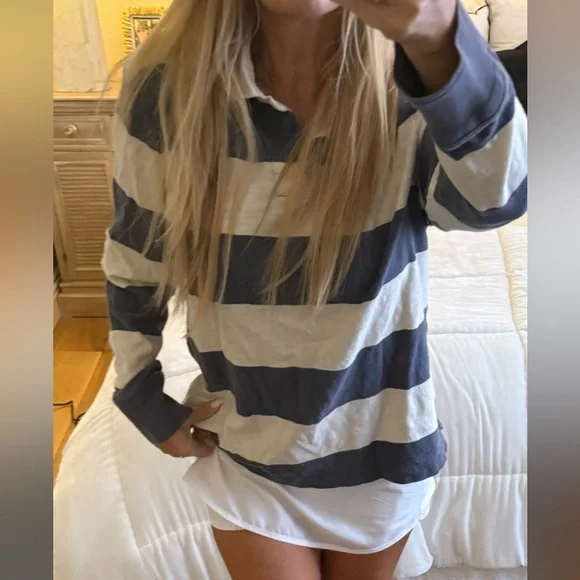 J. Crew Navy and blue Rugby Shirt - Picture 7 of 7